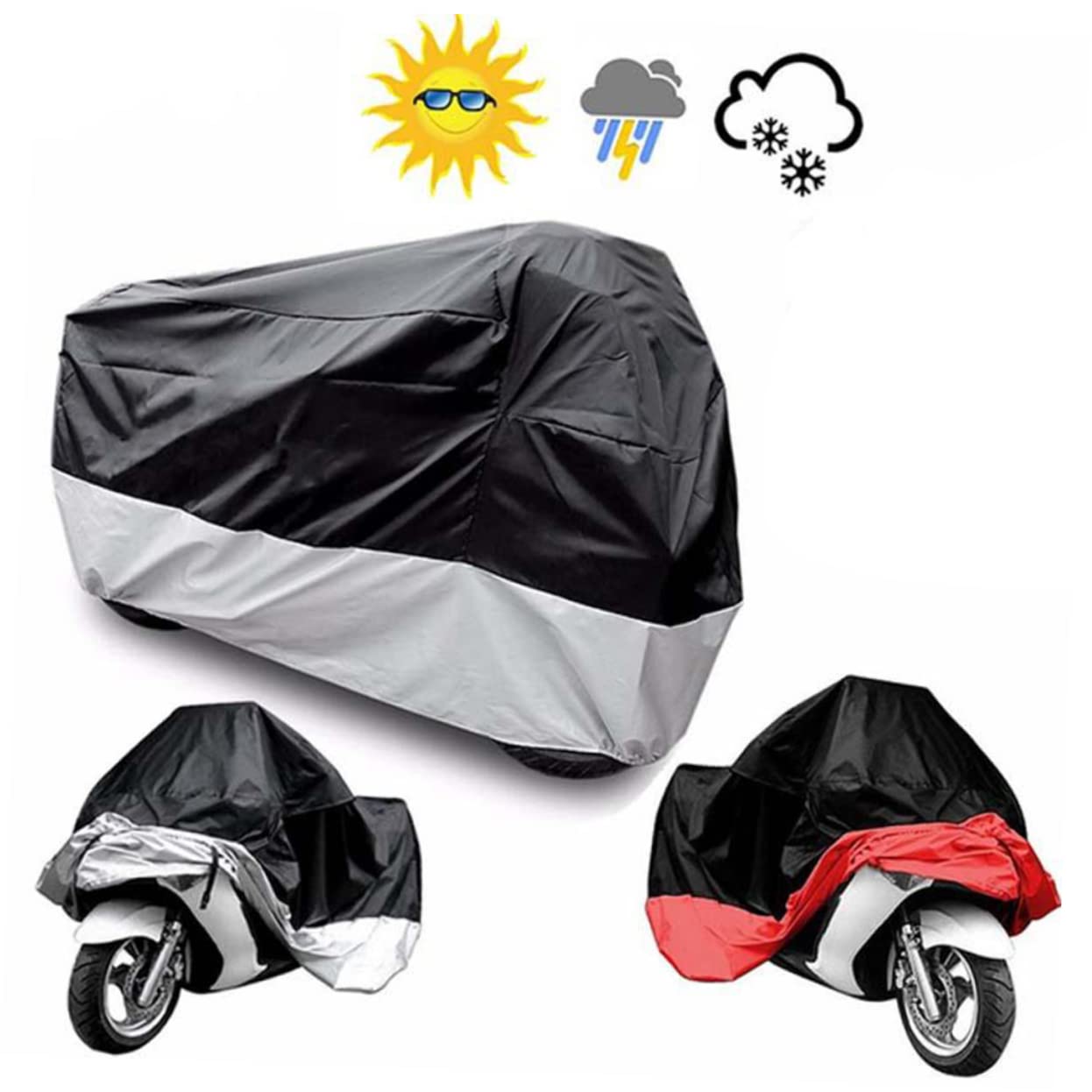 Waterproof Motorcycle Cover XXL – Heavy Duty Sun & Rain Protector For Bikes, ATV, Scooters, With Storage Bag