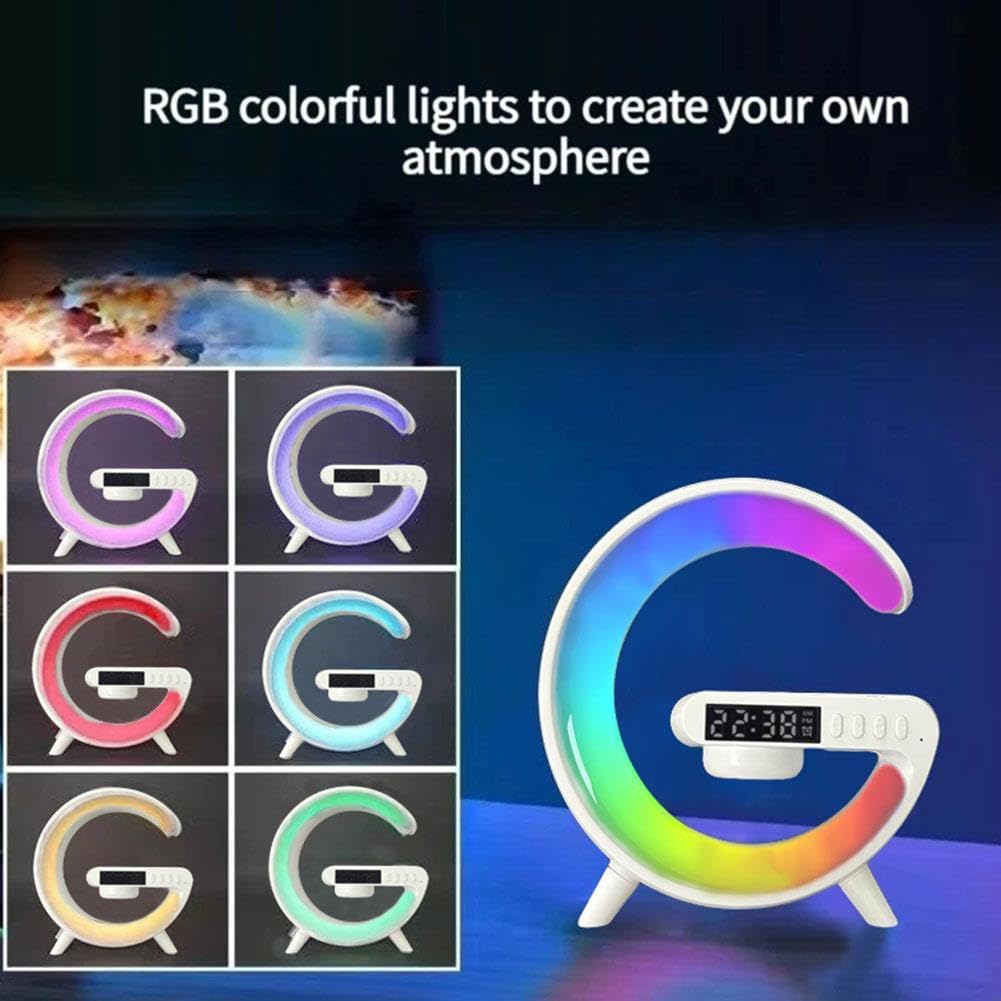 Altoparlante Bluetooth Con Luci LED A Forma Di G - Ricarica Wireless, Sveglia E Luce Notturna - Foto 5