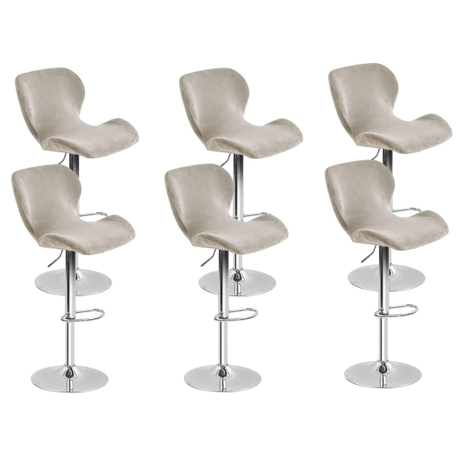 Leomix Velvet Bar Stool Cover Curved Swivel Set, Stretch Counter Height Bar Stools Cover, for Short Back Dinning Room Bar Chair,J,6pack