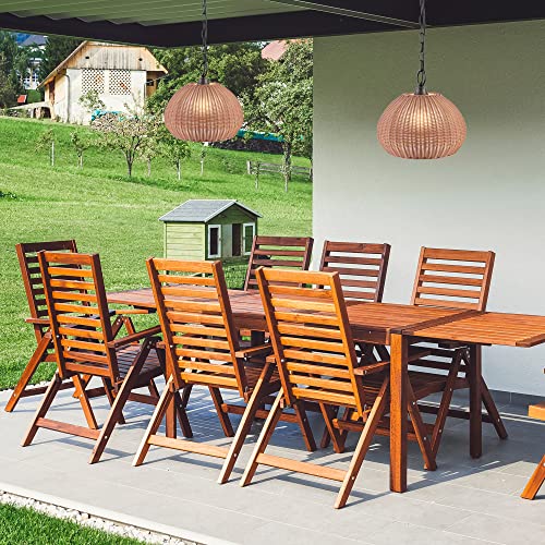 Novogratz X Globe 44761 1-Light Outdoor Plug-In Pendant Light, Plastic Rattan Shade, Frosted Inner Shade, Bronze Hanging Cord And Chain, E26 Base Socket, Kitchen Island, Café, Ceiling Hanging Light #TOP4