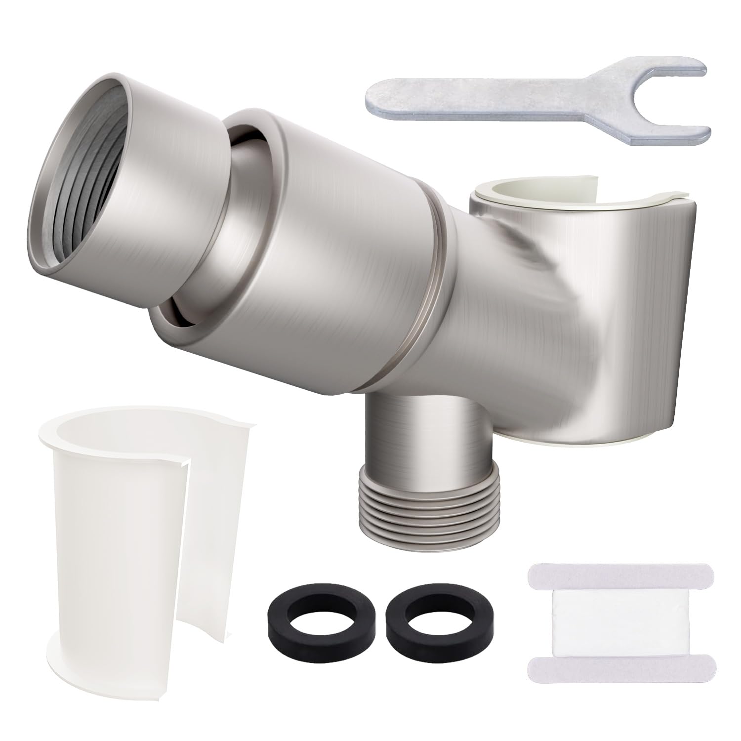 Soporte de cabezal de ducha de mano de metal, soporte de varita de ducha ajustable con soporte universal para brazo de ducha y bola pivotante de latón, para conectar el brazo de ducha y la manguera de