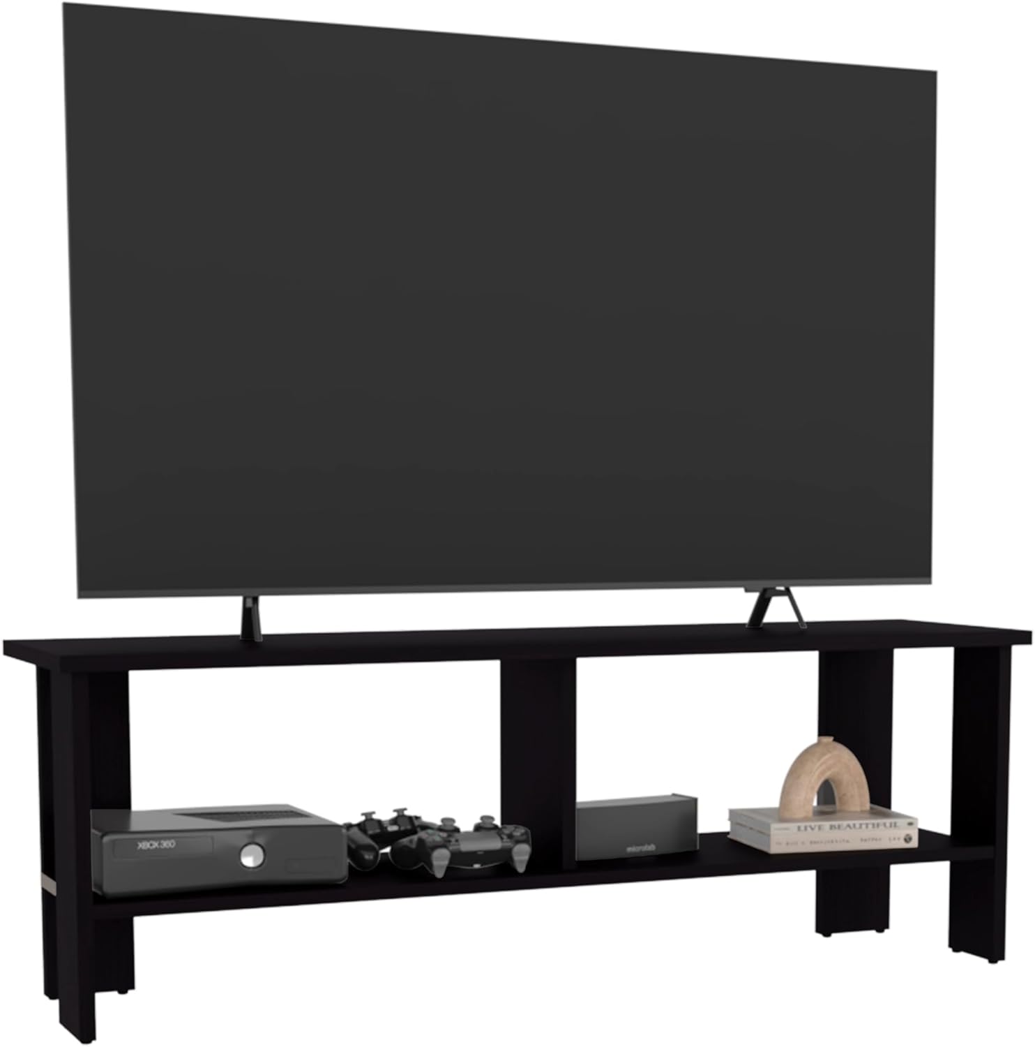 Tuhome Navia 47" Wide TV Stand with Two Spacious Shelves for Living Room, Bedroom or Entertainment Spaces, Modern Media Console for TVs up to 54", Compact Storage Unit for Home, Office or Studio
