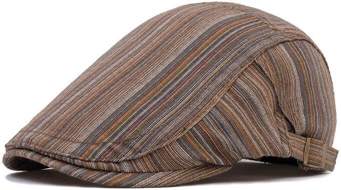 Women Colorful Striped Newsboy Duckbill Flat Hat Gatsby Ivy Cabbie Golf Cap
