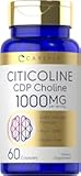 Citicoline CDP Choline 1000mg | 60 Capsules | Extra Strength Formula | Non-GMO, Gluten Free Supplement