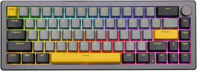 EPOMAKER EK68 65% Gasket NKRO Mechanical Keyboard with Knob, Hot Swappable 2.4Ghz/Bluetooth 5.0/USB-C Wired Wireless Gaming Keyboard with 3000mAh Battery, RGB for Office/Home/Win/Mac(Flamingo Switch)