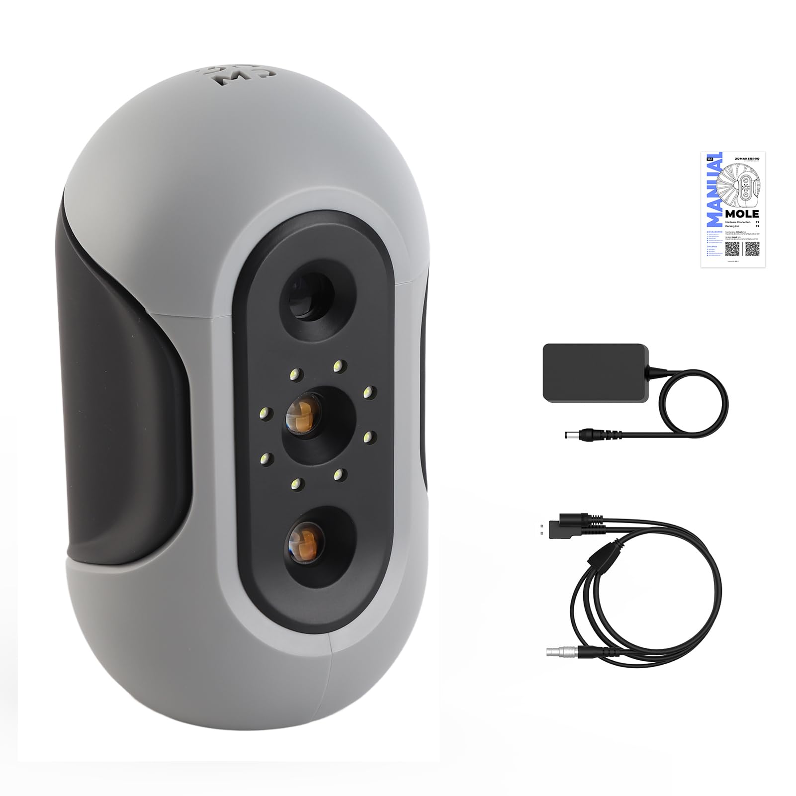 Handheld 3D Scanner 0.05mm Accuracy 10FPS Scanning Black Objects Realistic Color & Textures Support 15-1500mm 3D Model