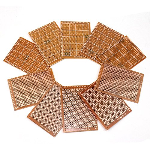 AKOAK 5 x 7 cm Solder Finished Prototype PCB for DIY Circuit Board Breadboard,Pack of 10