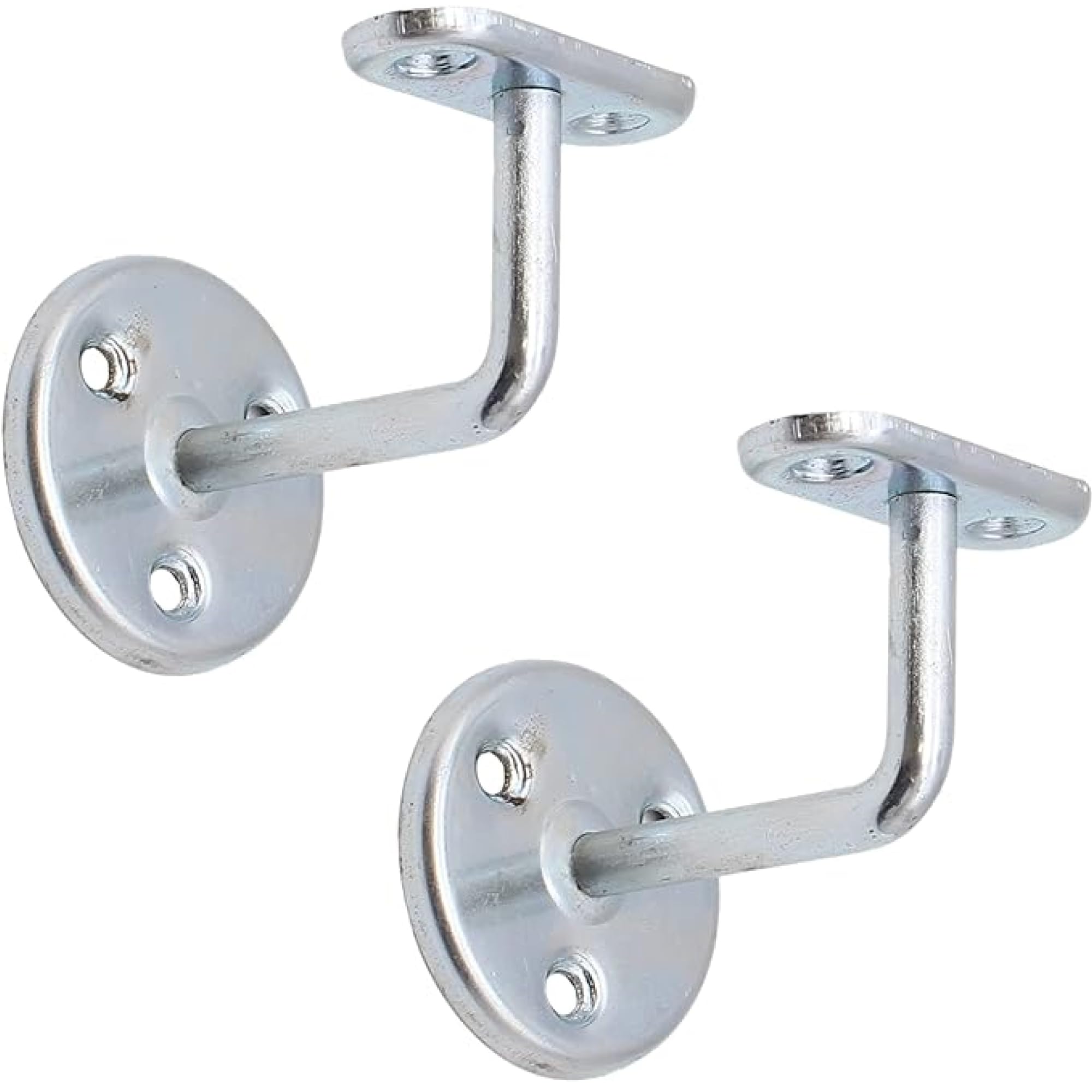 Zinc Plated Handrail Brackets for Stair Bannister Handrail Wood and Steel Handrail - Pack of 2