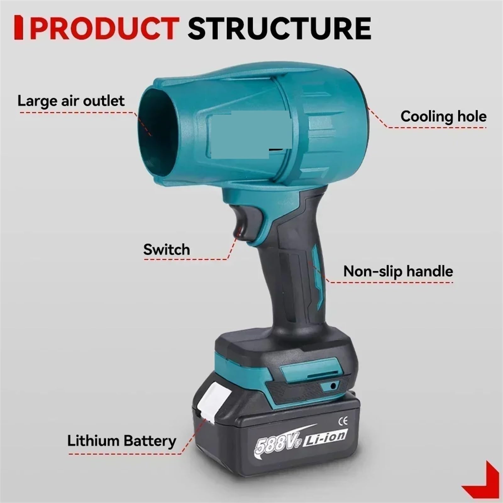 Radialgebläse, Bürstenloser 2000W elektrischer Turbogebläse-Jet-Fan 200M/S heftiger Auto-Trockner Handheld-bläser