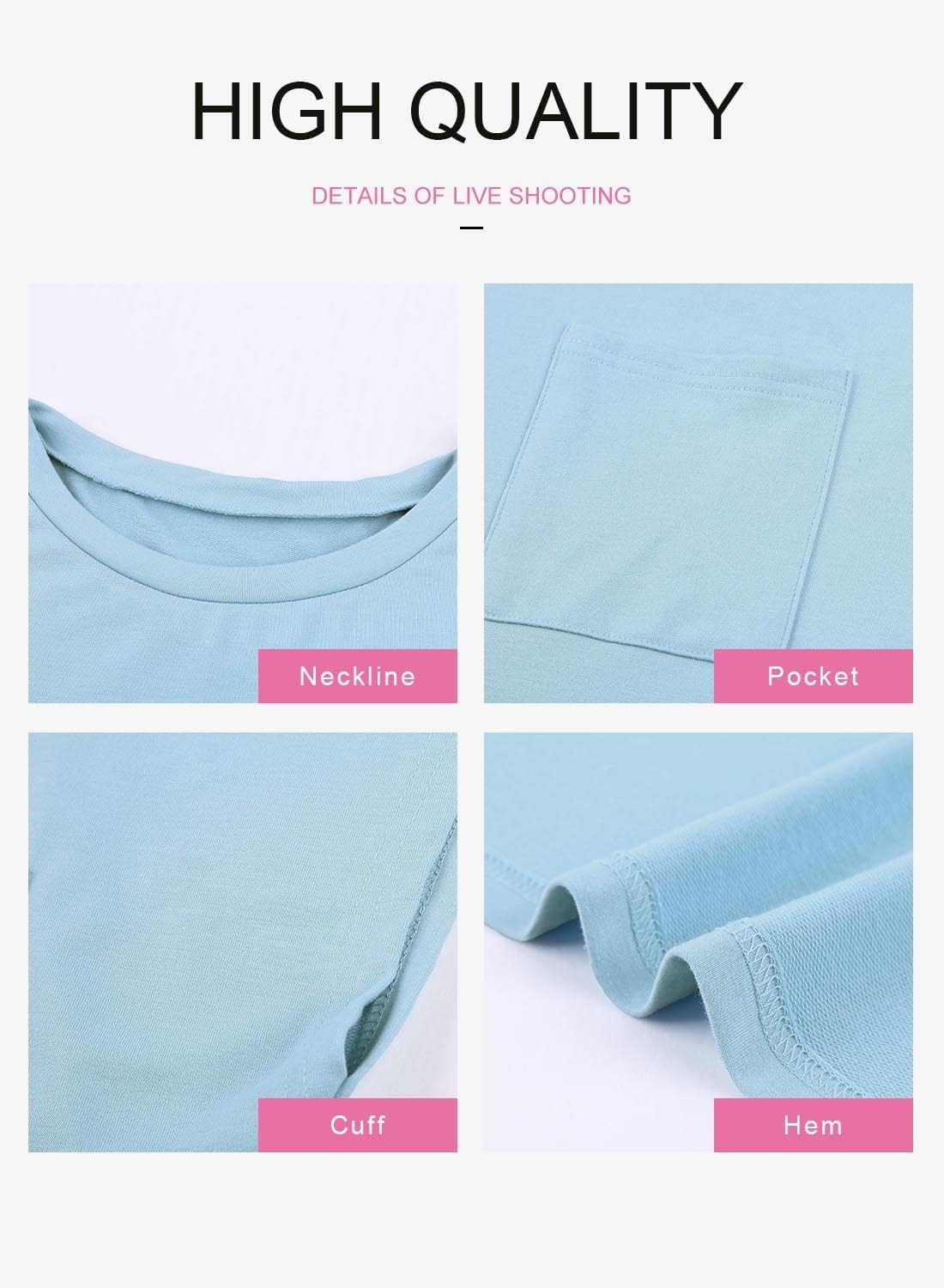 Diukia Women's Summer Casual Crewneck Solid Color Pocket T Shirts Loose Batwing Short Sleeve Tee Tops Blouses - Image 4