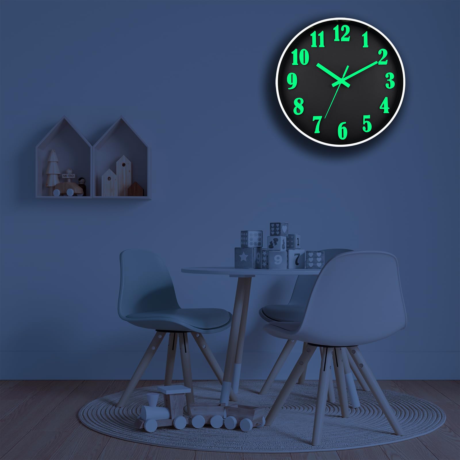 Leuchtende Wanduhr 30 Cm – Geräuschlos, Batteriebetrieben, Mit Nachtlicht-Funktion Für Schlafzimmer & Büro