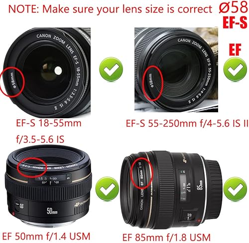 Miniatura 4 de Tapa de lente T7 2.283 in para Canon Rebel T8i T7 4000D con lente EF-S de 0.709-2.165 in, compatible con Fujifilm X-S10 con lente XF18-2.165 in