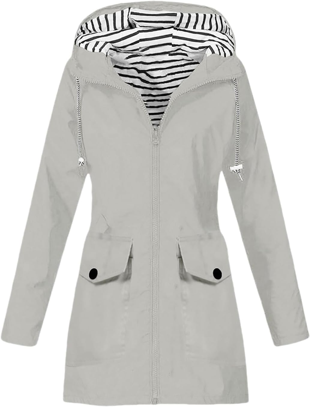 Rain Jacket for Women Waterproof Outdoor Trench Raincoat Travel Hiking Jackets Lightweight Long Sleeve Jacket