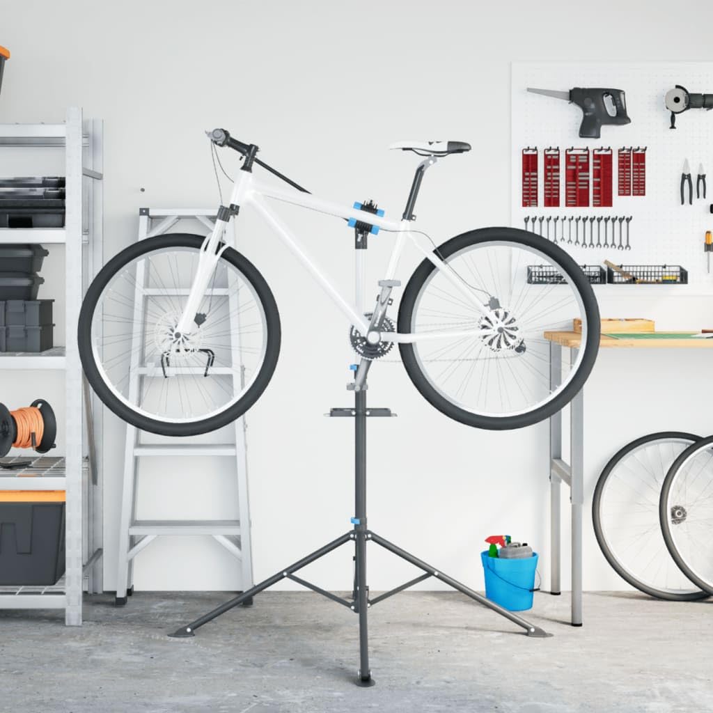 Fahrrad-Montageständer klappbar verstellbar 108-188 cm Stahl mit magnetischer Ablage, Stabiler Bodenständer für Reparatur, Wartung und Parken, platzsparend, Outdoor Indoor geeignet