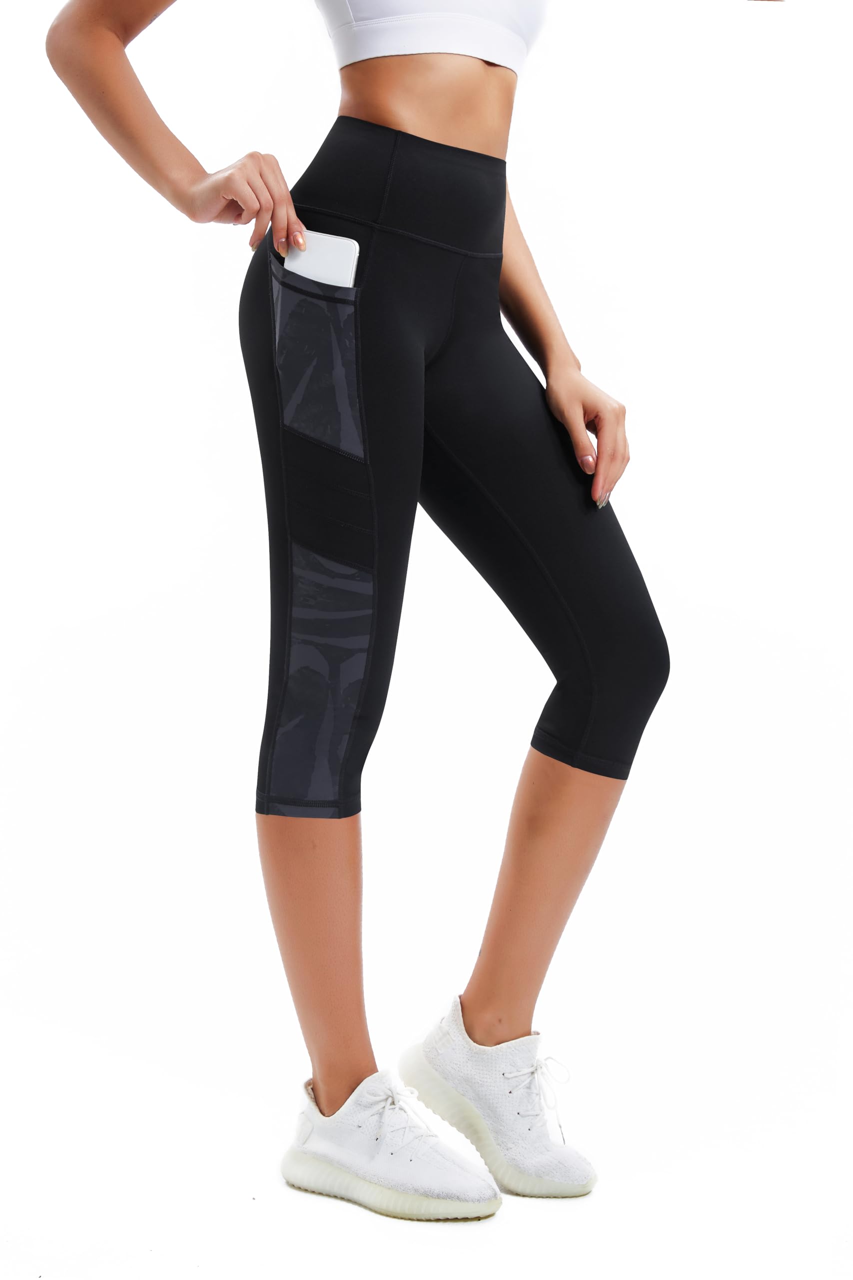 Buepeara Damen Sport Leggings mit Taschen, High Waist Sporthose Tights Laufhose Fitnesshose Yogahose