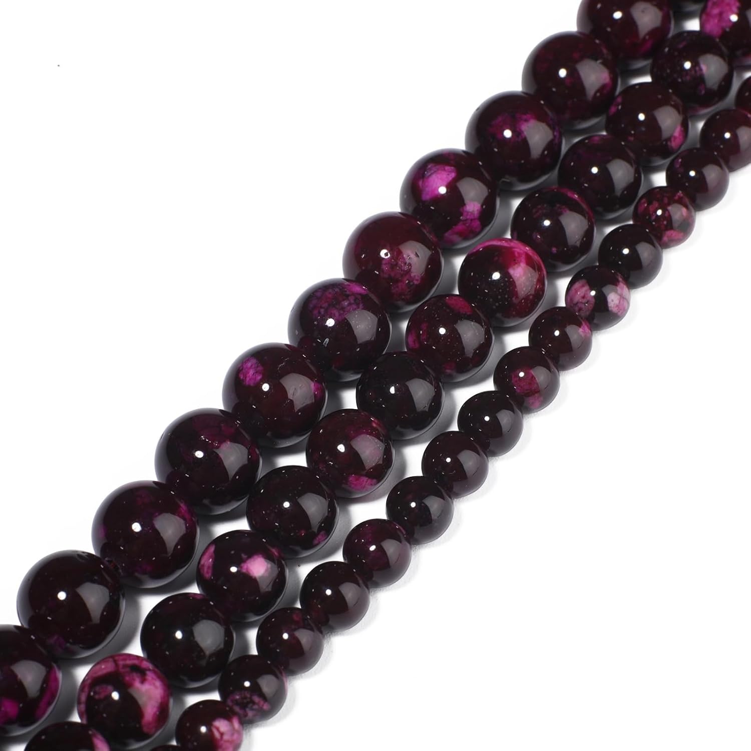 Xilitata Natural Brown Phoenix Stone Beads Polished Round Smooth Loose Stone Beads for DIY Jewelry Making, 8 mm (About 46 pcs), About 15 Inches 1 Strand