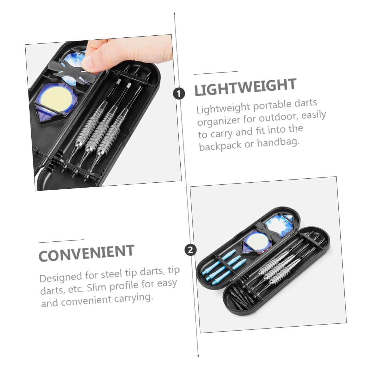 DECHOUS 3sets Portable Dart Case Storage Box Durable Carrying Case for Shafts Tips Accessories Lightweight Organizer with Separate Slots for Easy Travel and Protection 2pcs*3