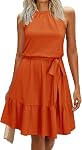 Newshows 2026 Mode Été Halter Robes Casual sans manches Ruffle Sundress avec des poches pour femme