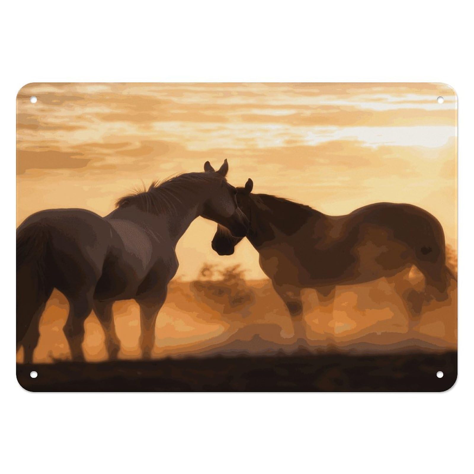 Btcowzrv Style Horses In Love Metal Sign, 5.5" X 7.9" Tin Wall Decor, Wall Art Plaques For Home Wedding Decor Room Living Room Decoration