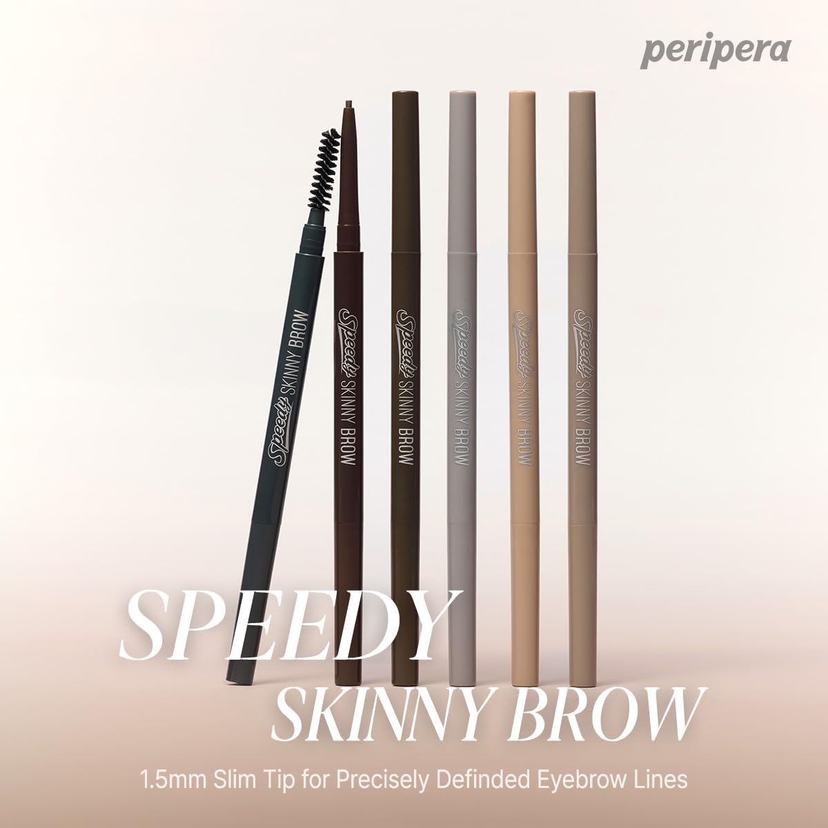 PERIPERA Speedy Skinny Brow (02 Dark Brown),1.5mm Precise Eyebrow Pencil, Dual-Sided Fine Tip Shades, Define Fills Brow Make up, K Beauty, Korean Make-up, Safe for Sensitive Skin