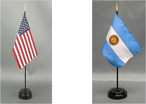 Miniatura 11 de Juego de banderas de escritorio de Afganistán, hecho en Estados Unidos, de rayón de 4 x 6 pulgadas, escritorio de oficina y pequeñas banderas