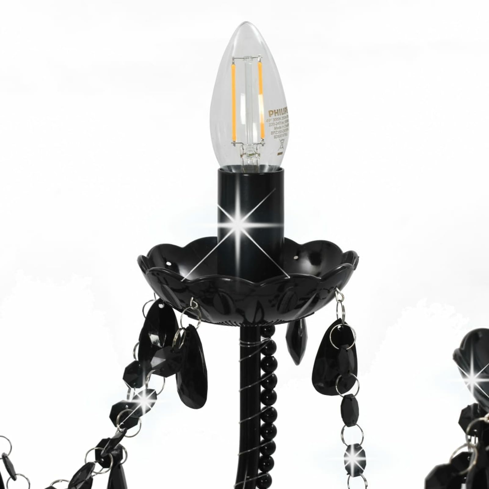 Rantry Kronleuchter mit Perlen Schwarz 12 x E14 Lampen Kronleuchter