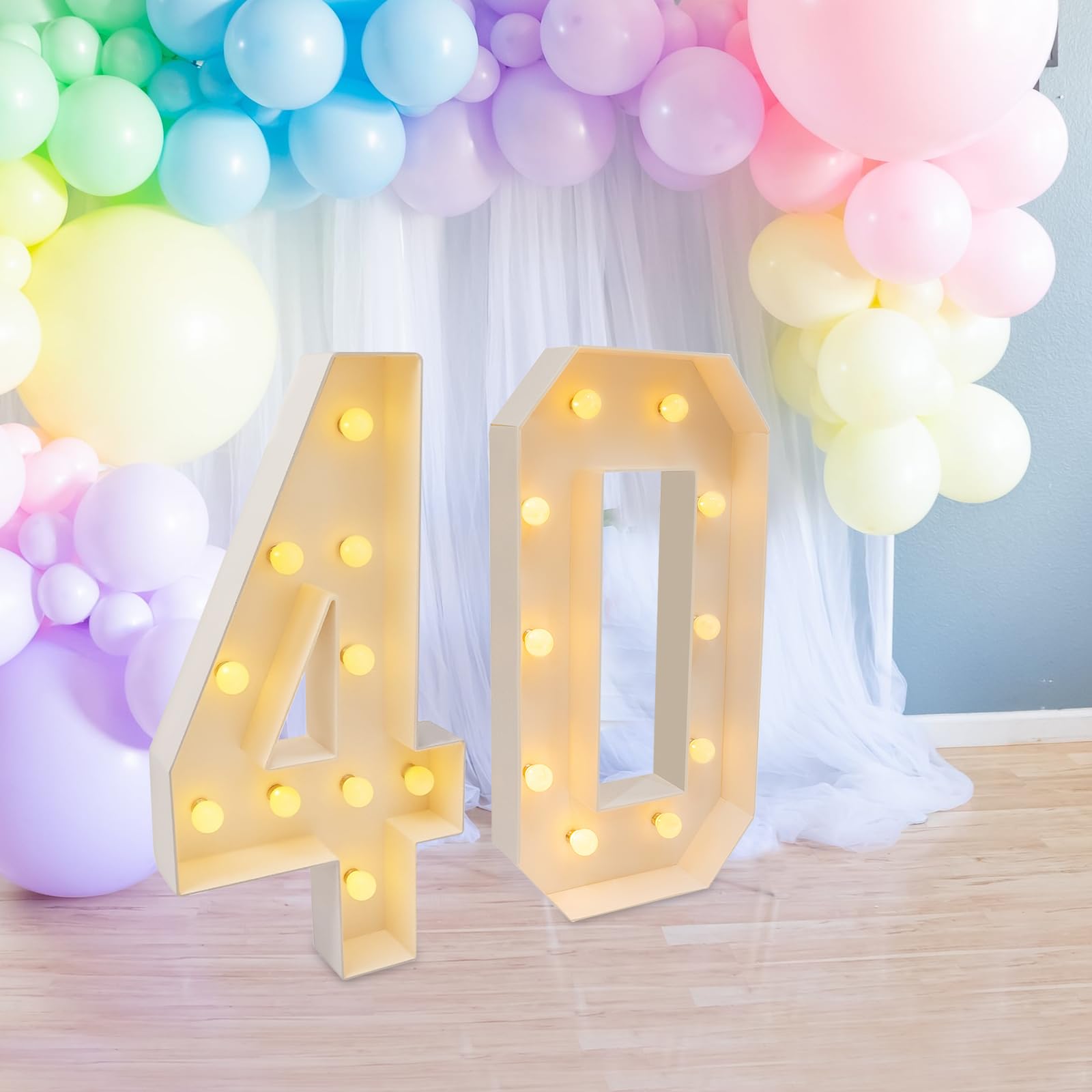 Lampe chiffre à 40 LED - Chiffres lumineux 3D - Décoration de fête - Pour anniversaire, mariage, fête - Hauteur : 100 cm