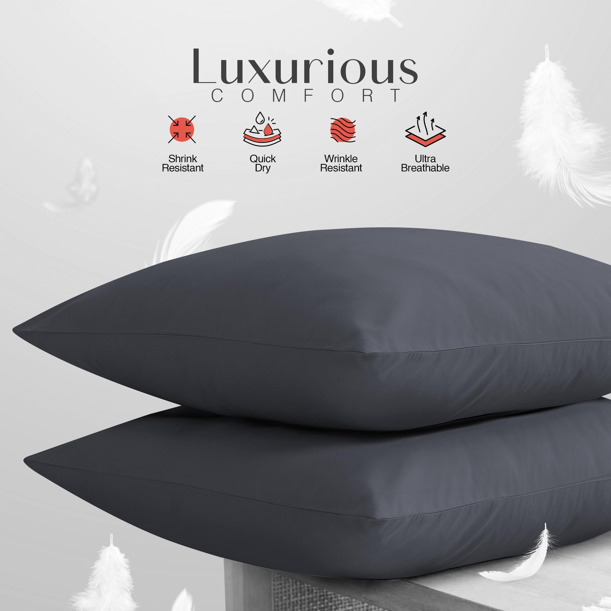 LYMA Pillow Cases Pack of 2 & 4,Ultra Soft Breathable Housewife & Oxford Cover - Image 3