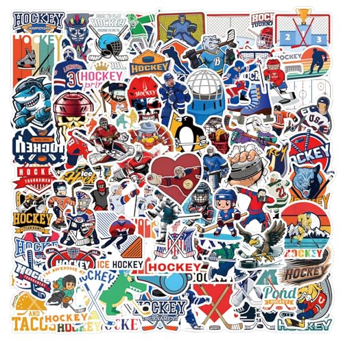 Lot de 100 autocollants de hockey, hockey, en vinyle, imperméables, graffiti, pour skateboard, voiture, ordinateur portable, guitare, adolescents, enfants