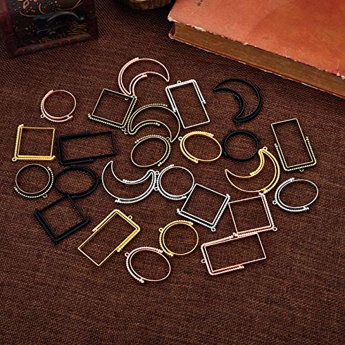 OBSEDE Rotatable Open Back Bezel Pendants Charms Resin Molds for Jewelry Findings DIY Art Craft Pressed Flower Frame Assorted Geometric Trays 25pcs - Thumbnail 2