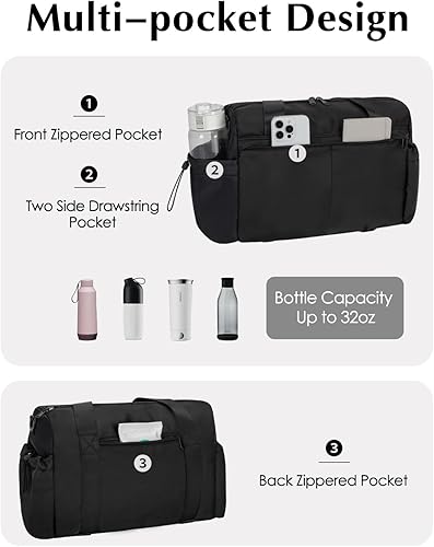 Miniatura 6 de Pequeña bolsa de gimnasio, mini bolsa de gimnasio para mujer con soporte para esterilla de yoga y compartimento húmedo, bonita bolsa de lona para