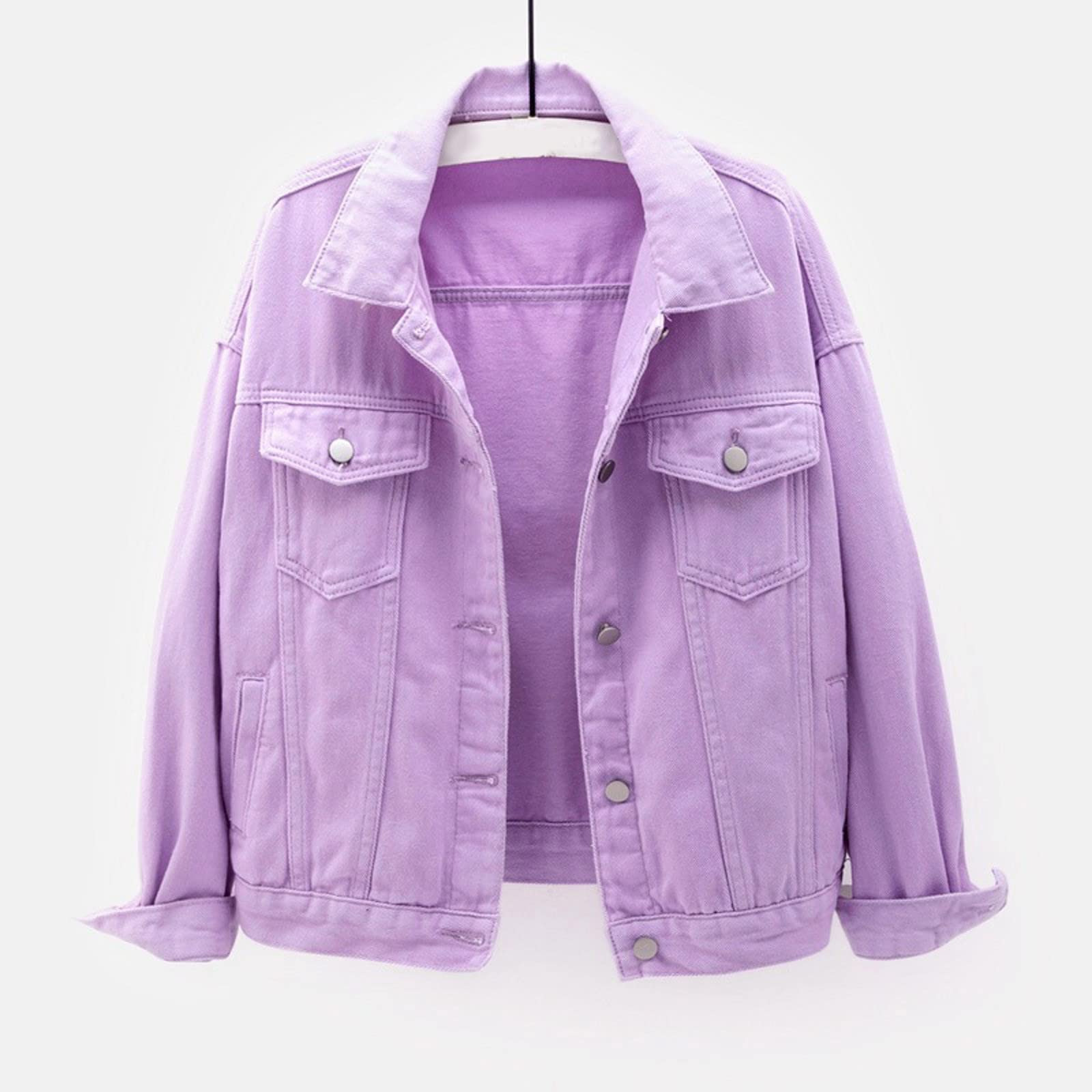 Genérico Chaquetas Vaquera Mujer - Chaqueta Vaquera De Mezclilla con Bolsillos De Manga Larga Y Dobladillo con Botones De TamañO para Mujer