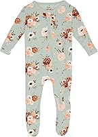 Vista 123 de KicKee Baby & Toddler - Pijama de viscosa ultrasuave de bambú con patas abatibles y puños