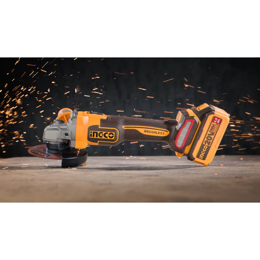 Ingco Cagli21154 Smerigliatrice Angolare a Batteria 115 mm 20 v 3 Velocità Motore Brushless Solo Corpo