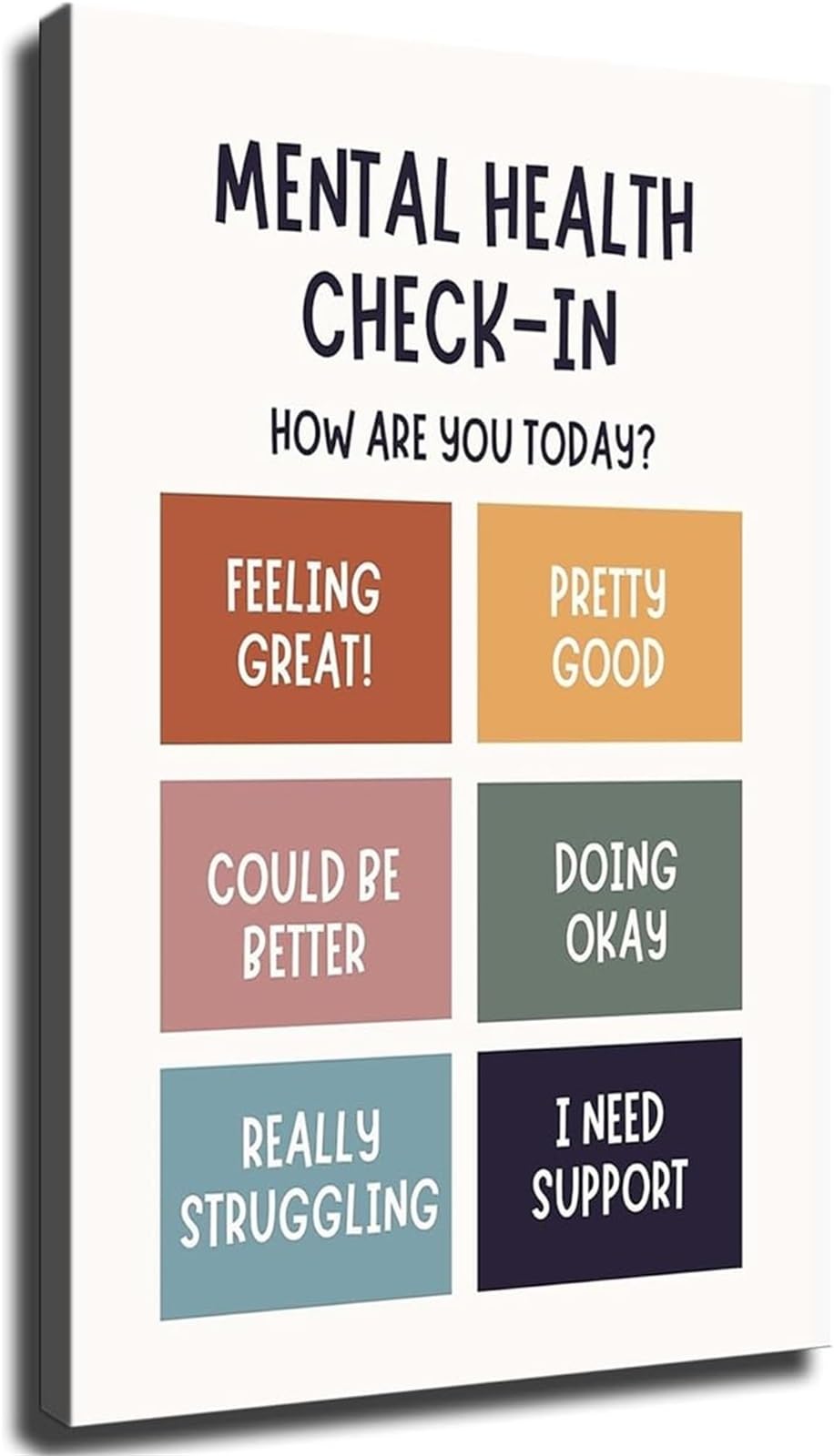ZDVHOMCB Mental Wellness Awareness Poster Self Care Reflection Questions for Supportive Room Decor Unframed,12x18inch(30x45cm)