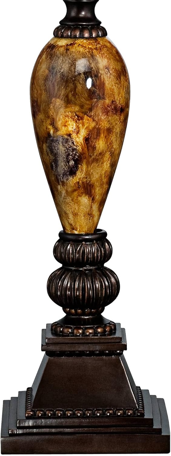 Kathy Ireland Mulholland Traditional Vintage Table Lamp 37" Tall Bronze Golden Marbleized White Bell Shade Decor for Living Room Bedroom House Bedside Nightstand Home Office Entryway Family