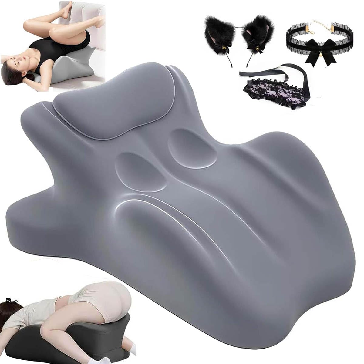 Genérico Sleeping Ergonomic 27° Angle Memory Foam Wedge Pillow,Waterproof & Portable,Multi-Functional Lounger Cushion,Lumbar Neck Support Pillow For Home Bedroom. (Gray, 59 * 46 * 42)