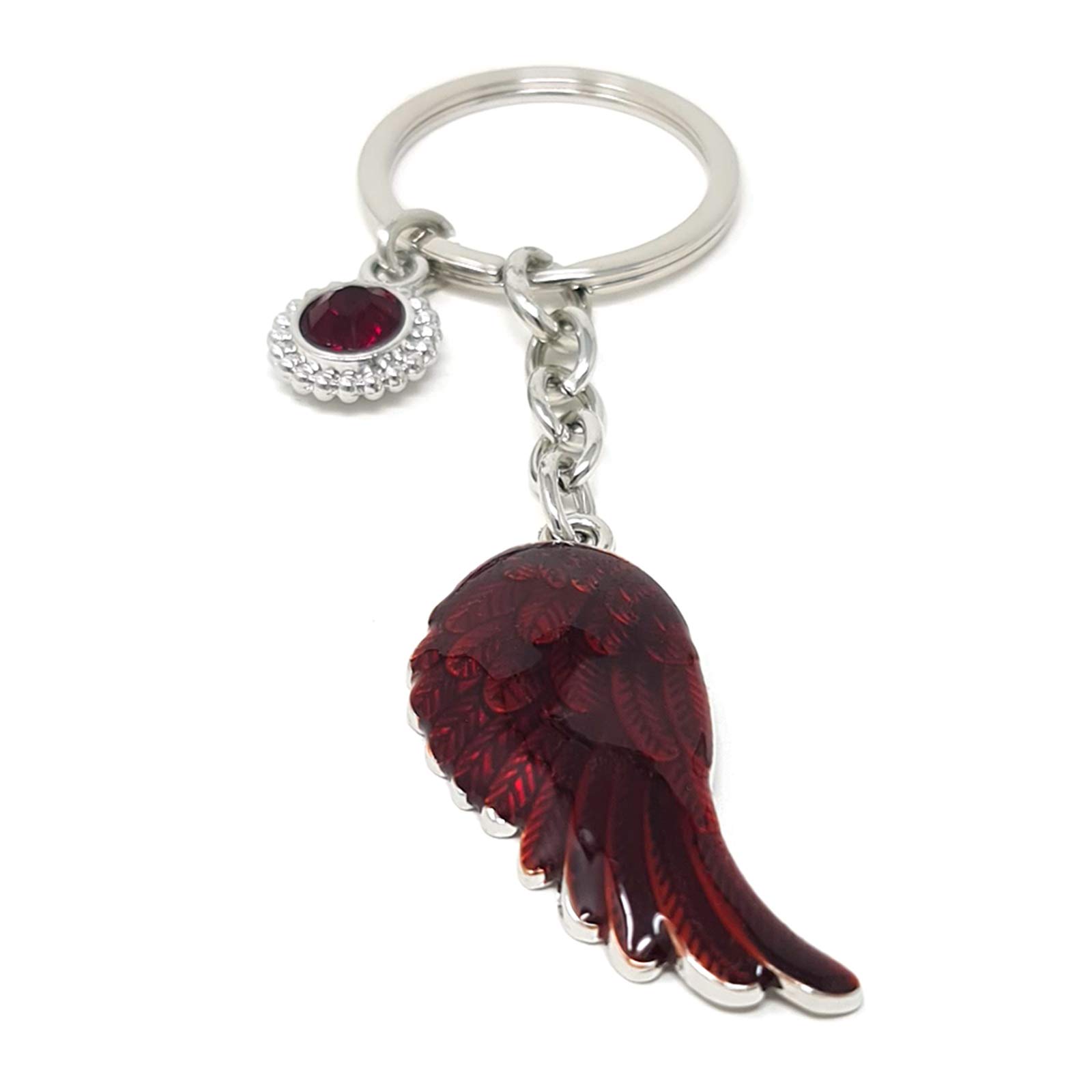 The Leonardo Collection Guardian Angel Wing Birthstone Keyring Birthday Month Gemstone (January)