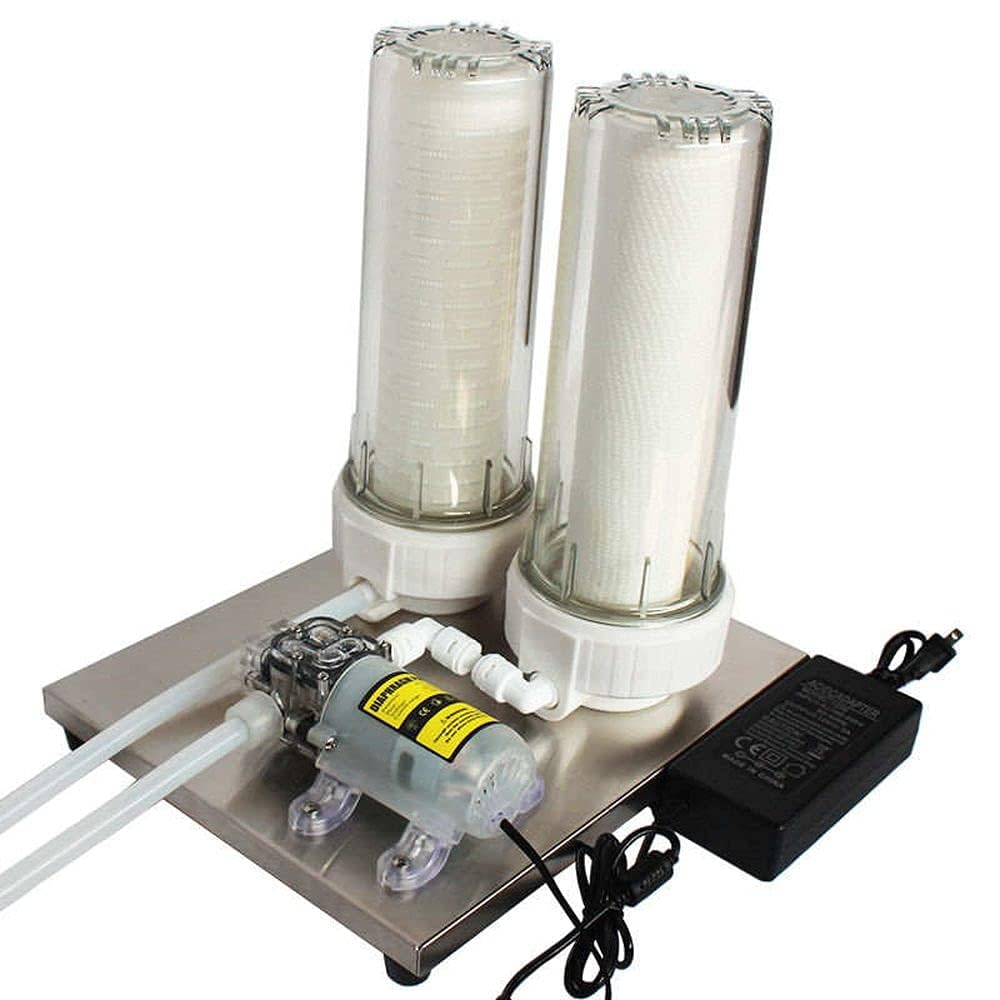 Fermtech Mini 2 Home Pro 10 Inch Cartridge Dual Liquid Filter System, Stainless Steel Wine Beer Mead Kombucha Filter Machine, Mini Jet Hydraulic Filtering Filtration Technology No Spill System