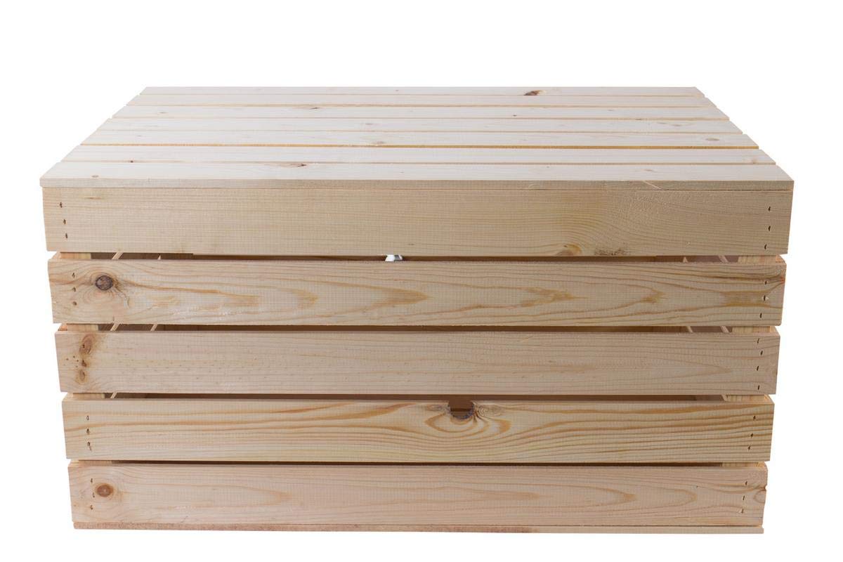 Große helle Holztruhe 80x50x39 cm Obstkiste Weinkisten universell Natur unbehandelt original XXL extra groß Aufbewahrungskiste Schatzkiste Bank Stauraum Regal Dekoration