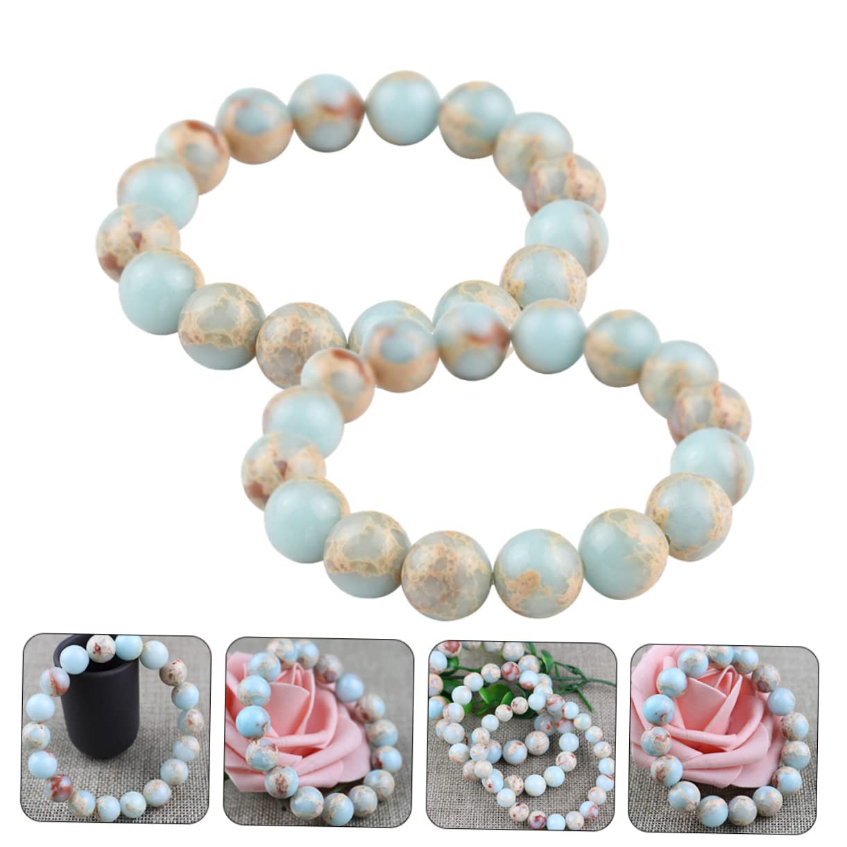 CCXXYGWJ Schmuck Blaues Armband Perle Mädchen Perlen Natürliche Miss Runde Perlen