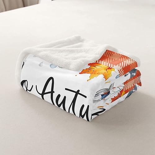 Miniatura 5 de Manfei Manta de gnomos de otoño, calabazas, girasol, hojas de arce, manta de cama para niños y niñas, manta de cosecha de otoño para sofá, manta de