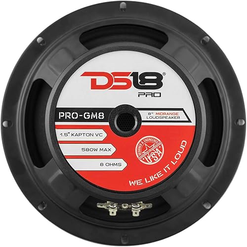 Miniatura 6 de DS18 PRO-GM8 - Altavoz de 8 pulgadas, rango medio, cesta de acero negro, 580 W máximo, 190 W RMS, 8 ohmios, altavoces de puerta de audio de alta