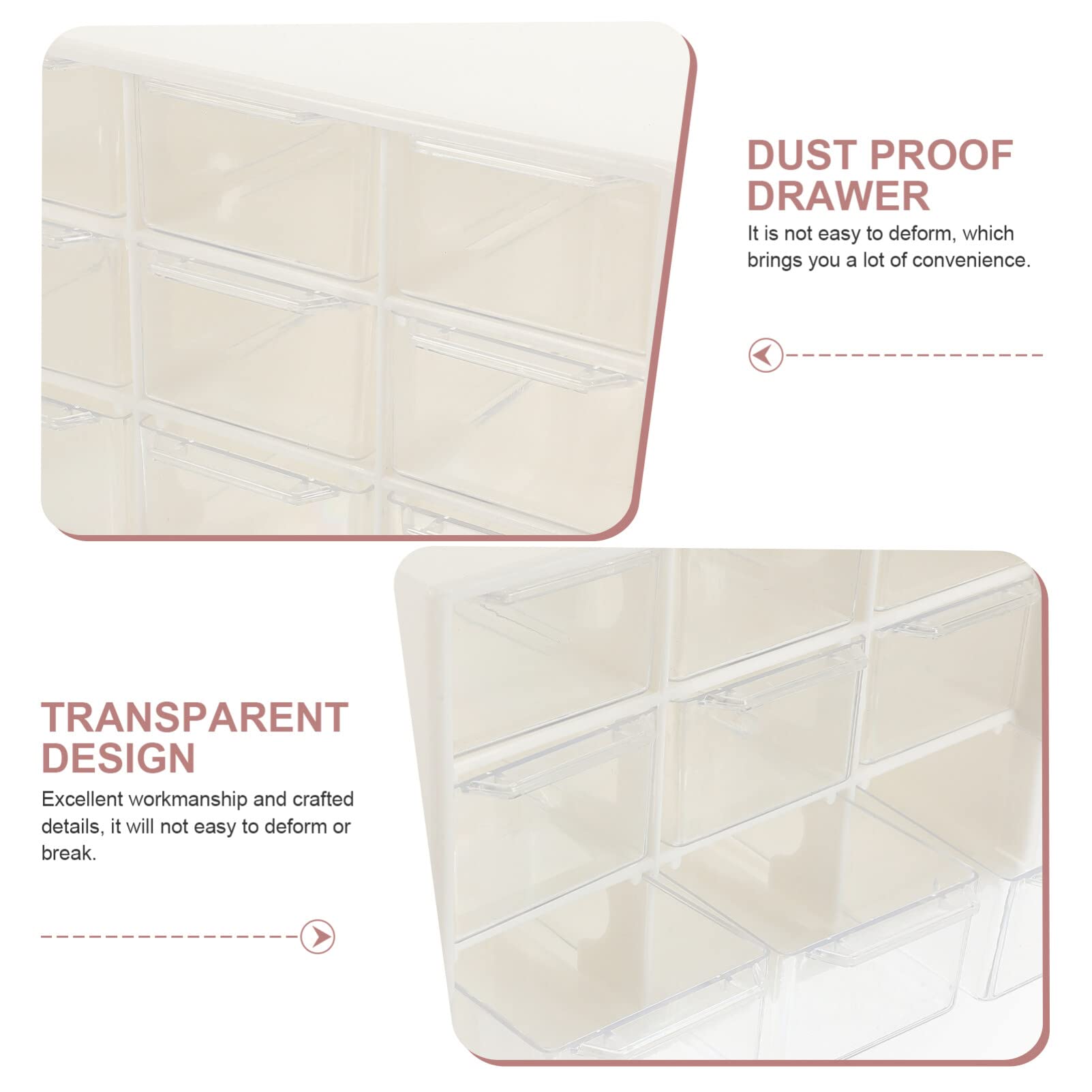 Boîte à Tiroirs à Perles Compartimentée en Plastique Beige, Lot de 4