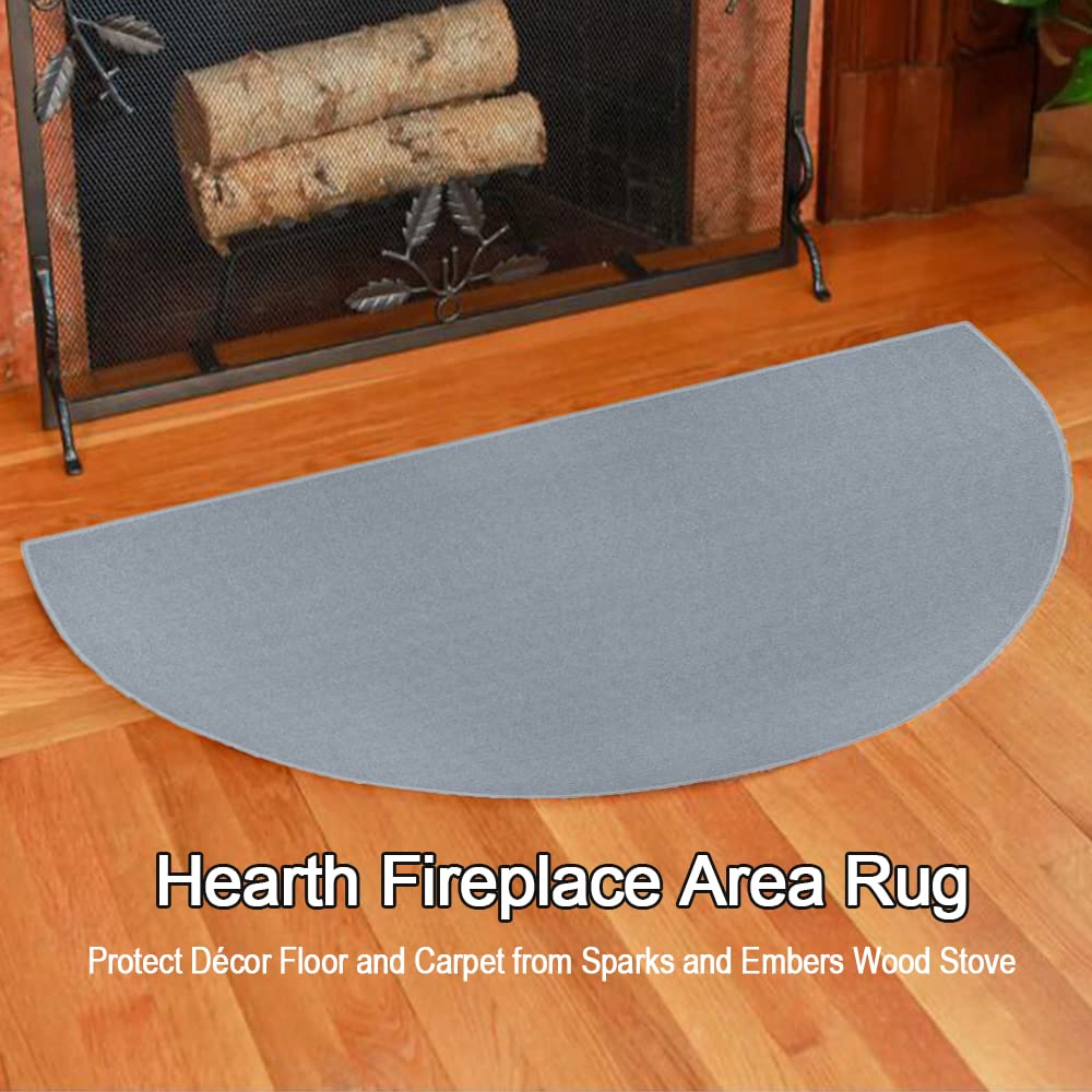 Hearth - Tappeto ignifugo per la casa, semicircolare ignifugo, protegge il pavimento e il tappeto da scintille e braci stufe a legna (61 x 107 cm)
