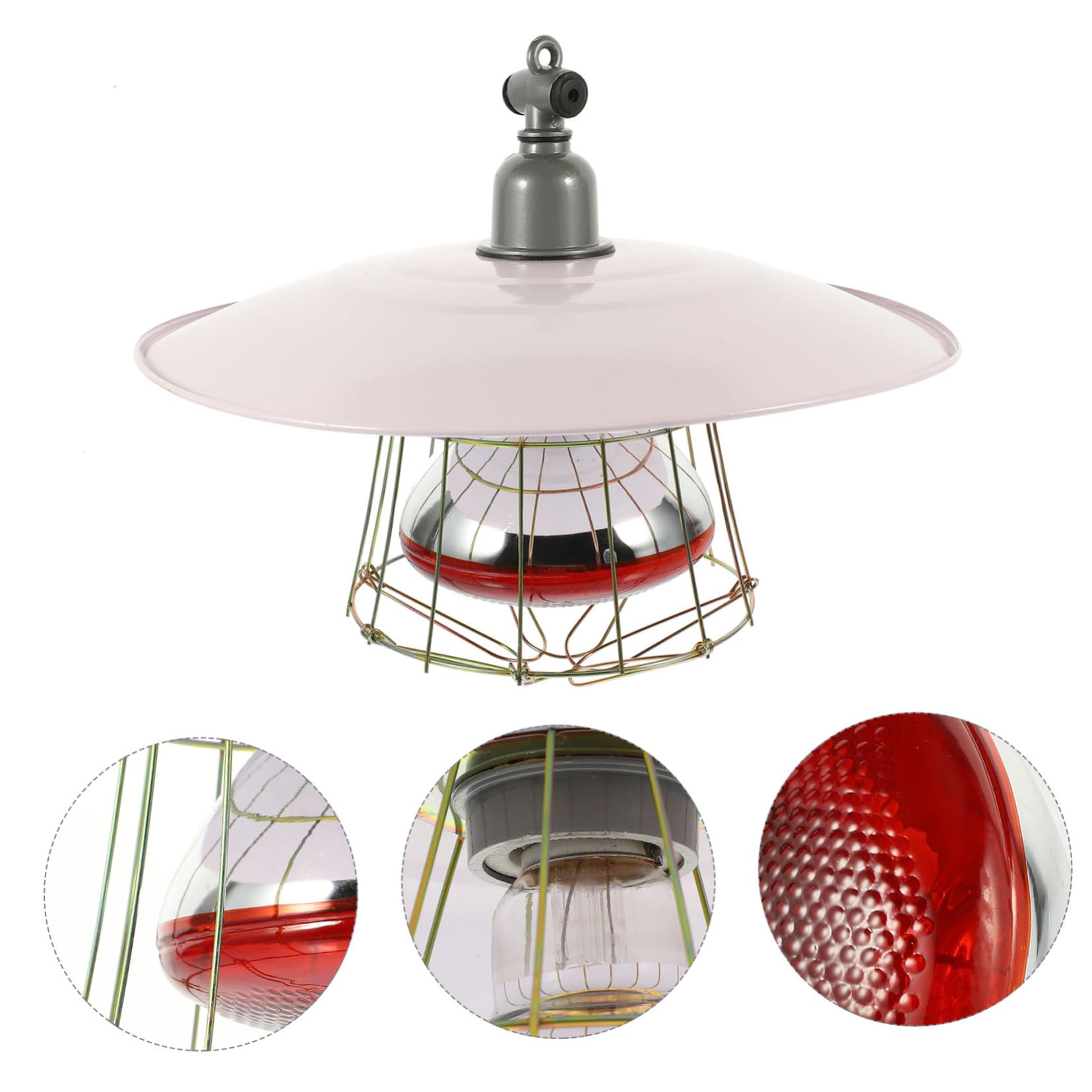 COLLBATH Lampada Riscaldante per Animali da Allevamento Colore Casuale Coprilampada in Metallo e Rete di Protezione, Buona Efficacia Termica e Resistente per Gabbie di Piccoli Suini