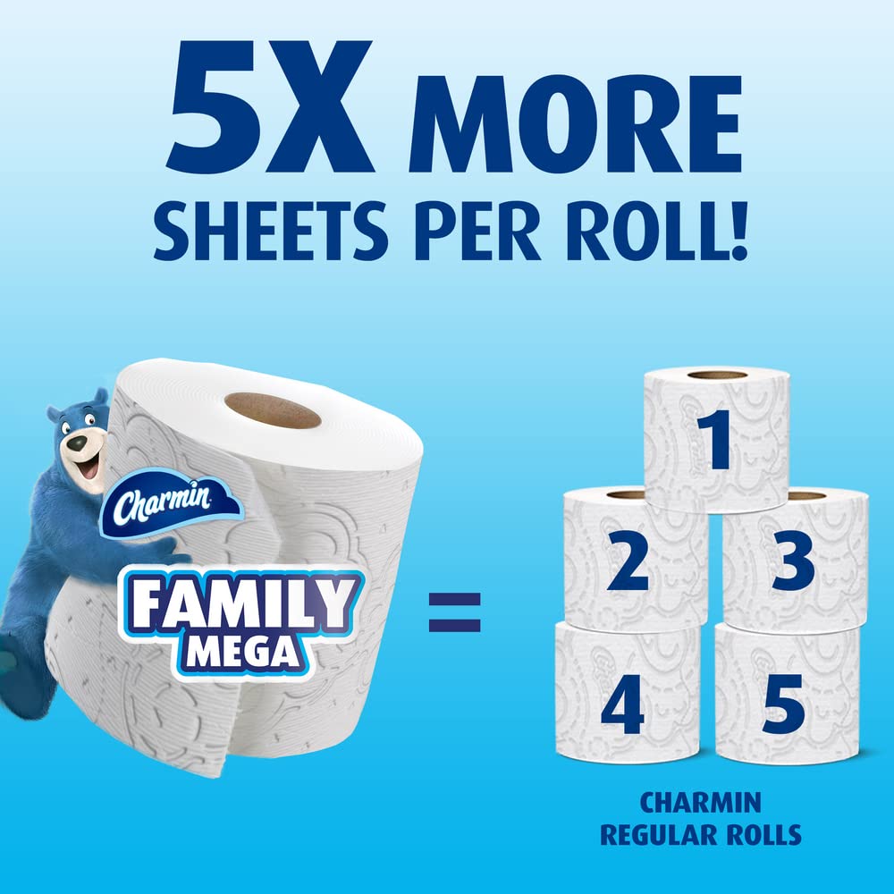 Charmin Ultra Soft Cushiony Touch Toilet Paper, 18 Family Mega Rolls = 90 Regular Rolls