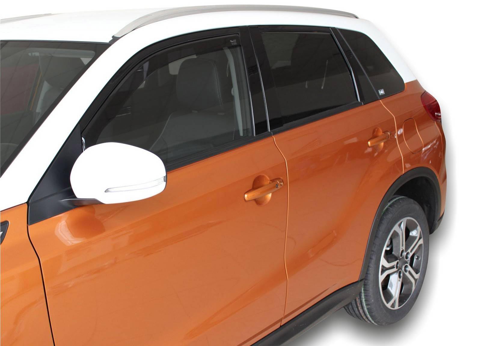 J&J AUTOMOTIVE Deflettori d'Aria per Suzuki Vitara 4 Dal 2015, Set da 4 Pezzi, Nero Fumé Oscurato Heko