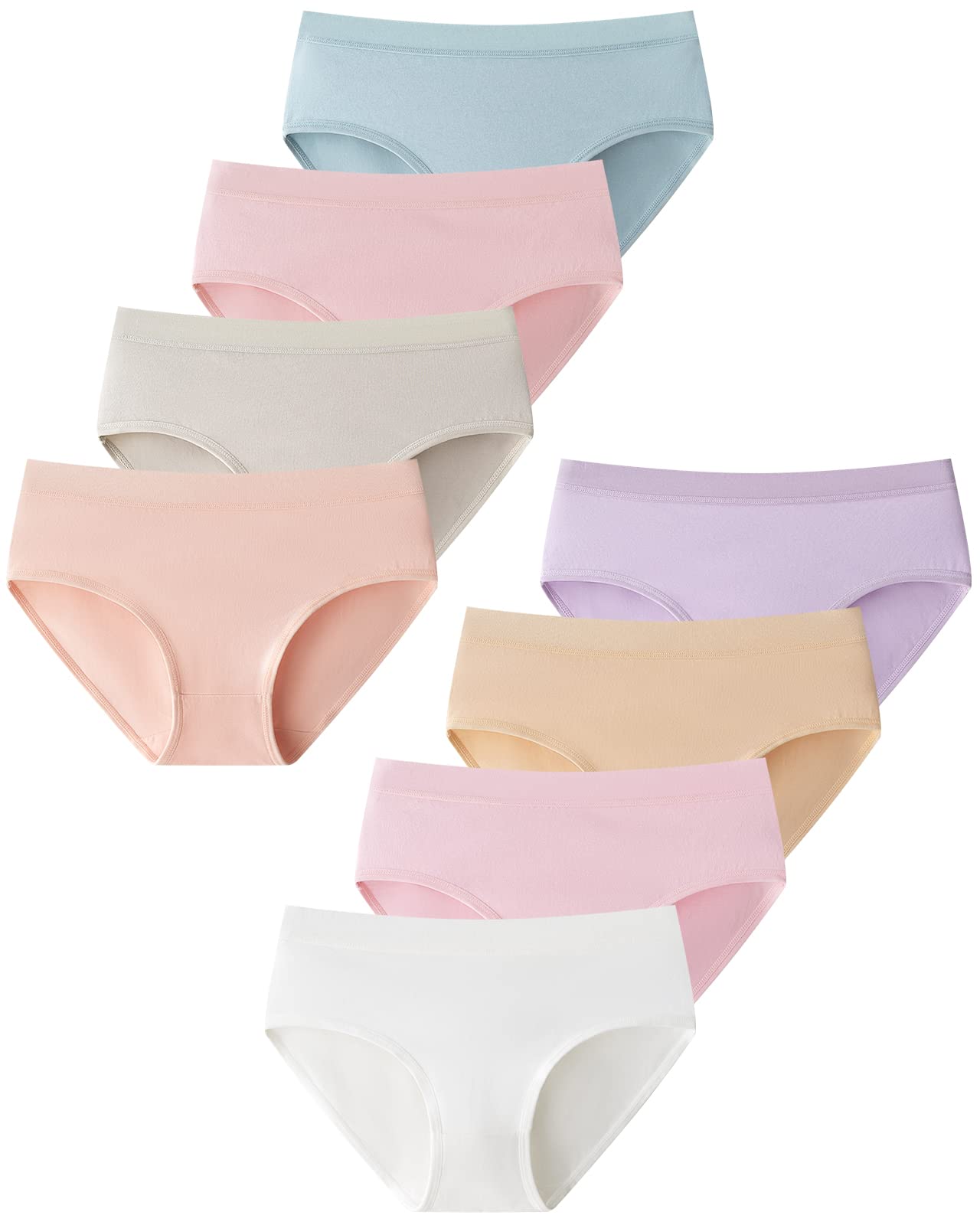 Domee Teen Girls Knickers Cotton Underwear Pants Briefs Panties Pack of 8 Bright Solid Colour 13-14 Years (Manufacturer Size L) (UWR007-L)