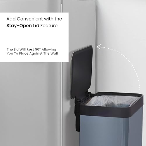 Miniatura 5 de Home Zone Living Basurero de cocina de gran capacidad de 18.5 galones, cuerpo alto sin forro, capacidad de 70 litros, negro mate, serie Virtuoso